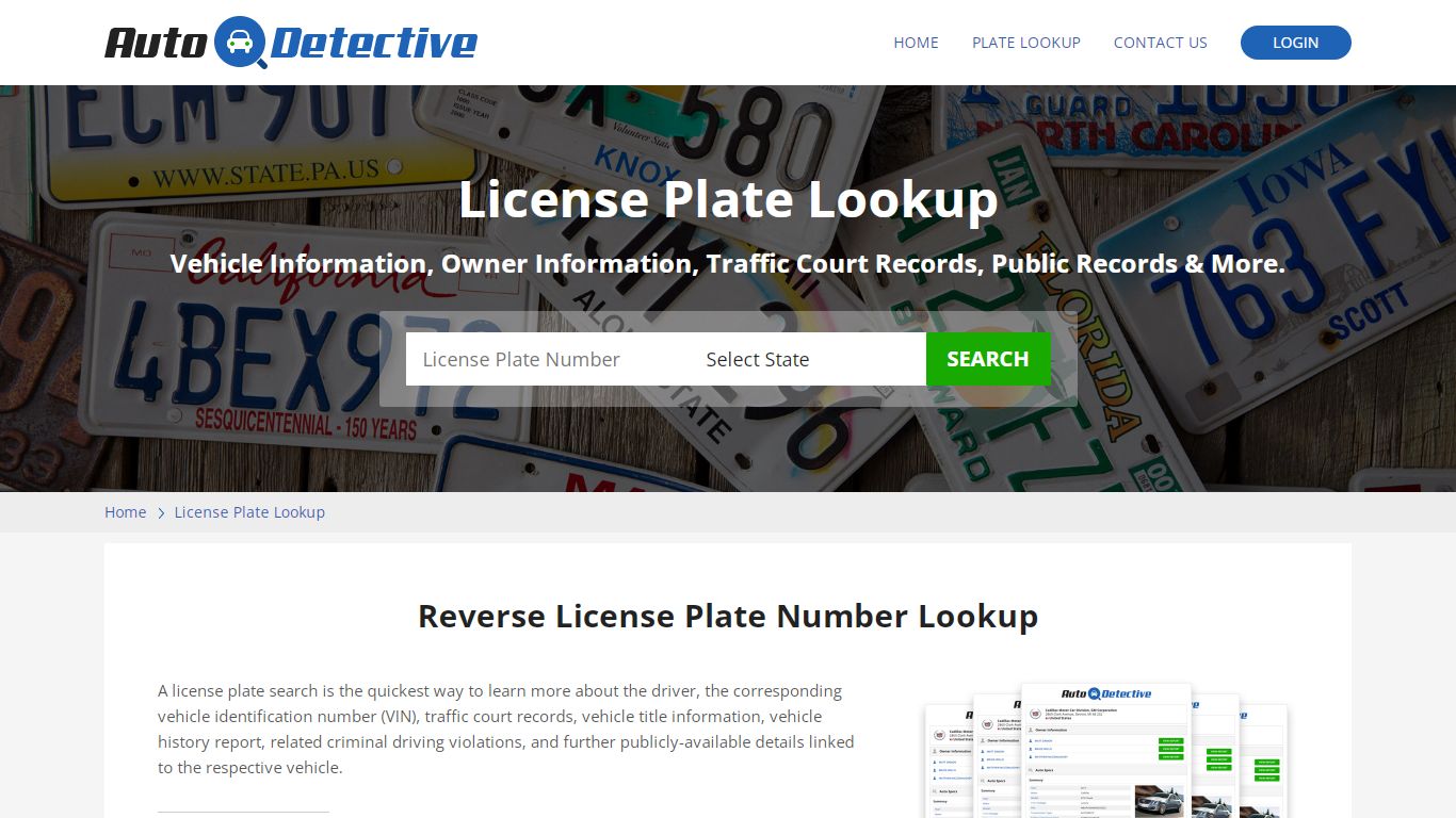 License Plate Lookup - Free Plate Owner Search - AutoDetective