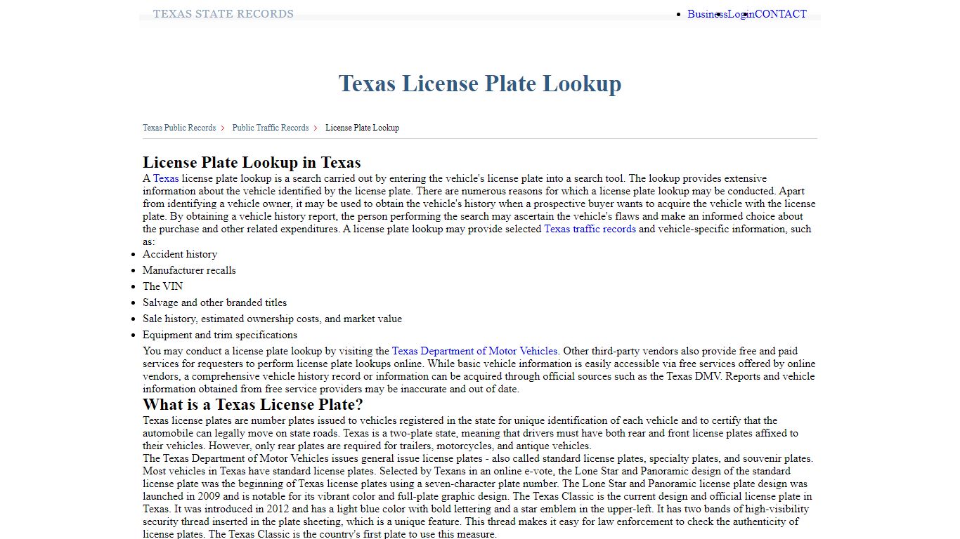 Texas License Plate Lookup | StateRecords.org